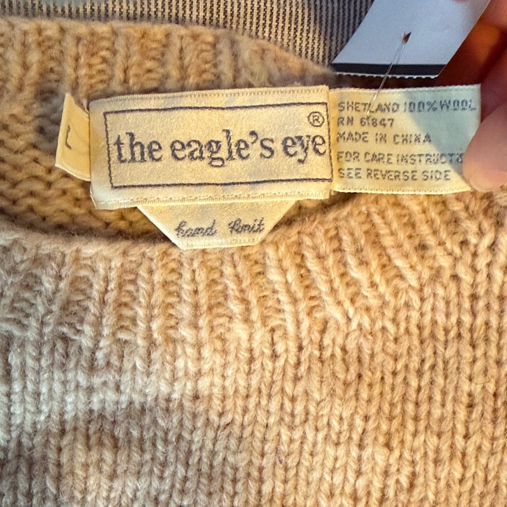Vintage eagle’s eye hand knit wool jockey sweater - Picture 3 of 7